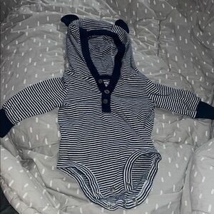 Carter's Navy and White Striped Bodysuit with Hood